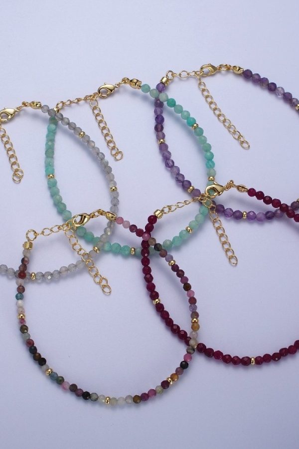 Dainty Beaded Bracelet Tourmaline, Amazonite, Ruby, Amethyst, Moonstone Jewelry Handmade Jewelry | WA-1221 WA-1222 WA-1238 WA-1239 WA-1240 Clearance Pricing