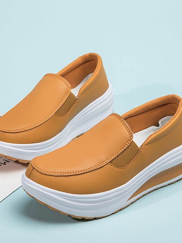 Platform Loafers Chunky Heel Flat Shoes Walking Sneakers For Women